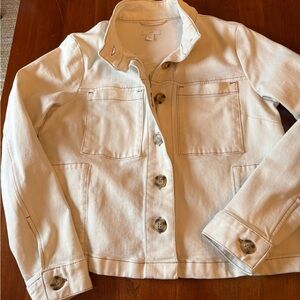 J. Jill Women's Cream Denim Safari Jacket XS